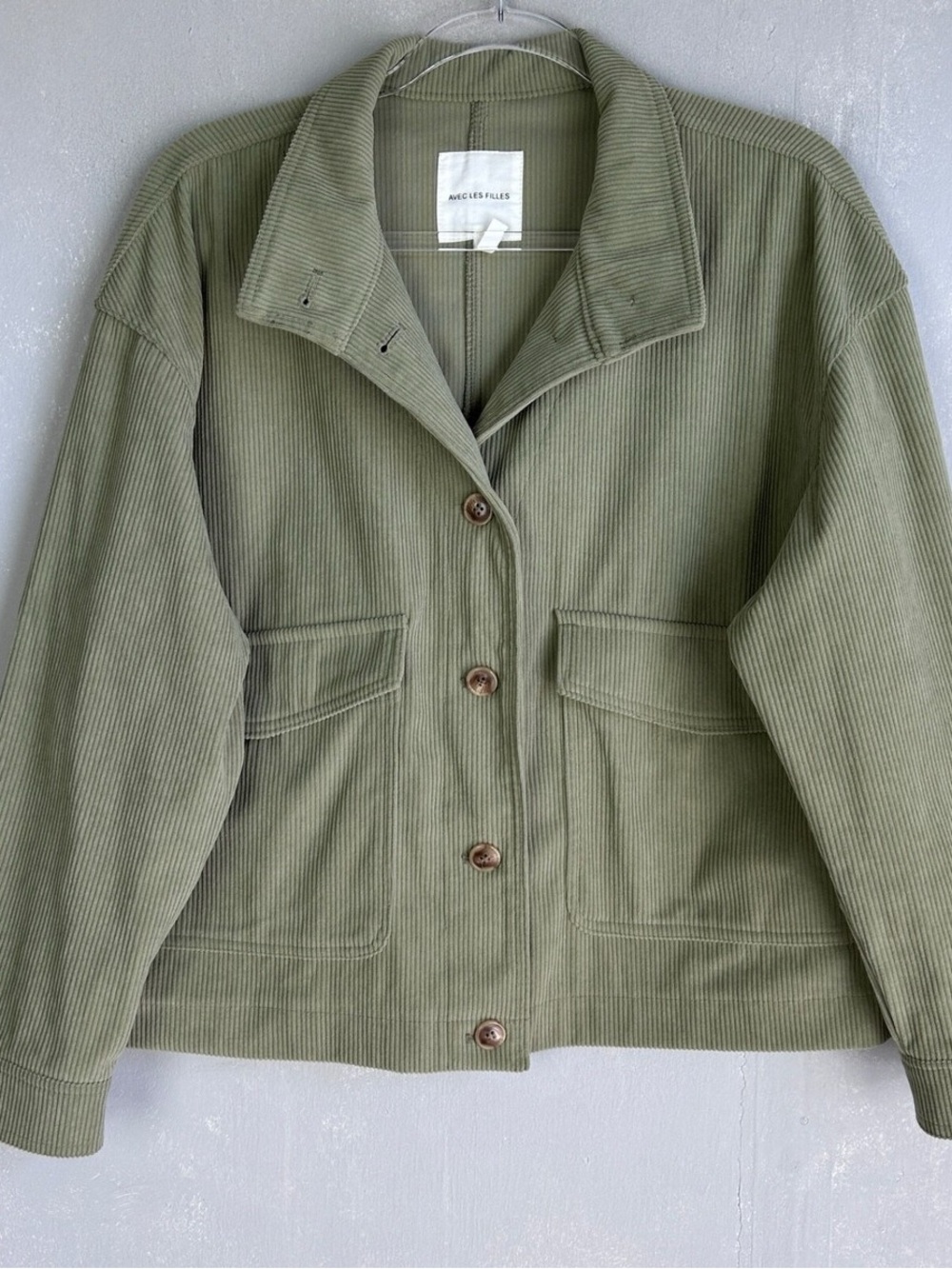 Avec Les Filles Olive Green Button-Front Utility Jacket XL